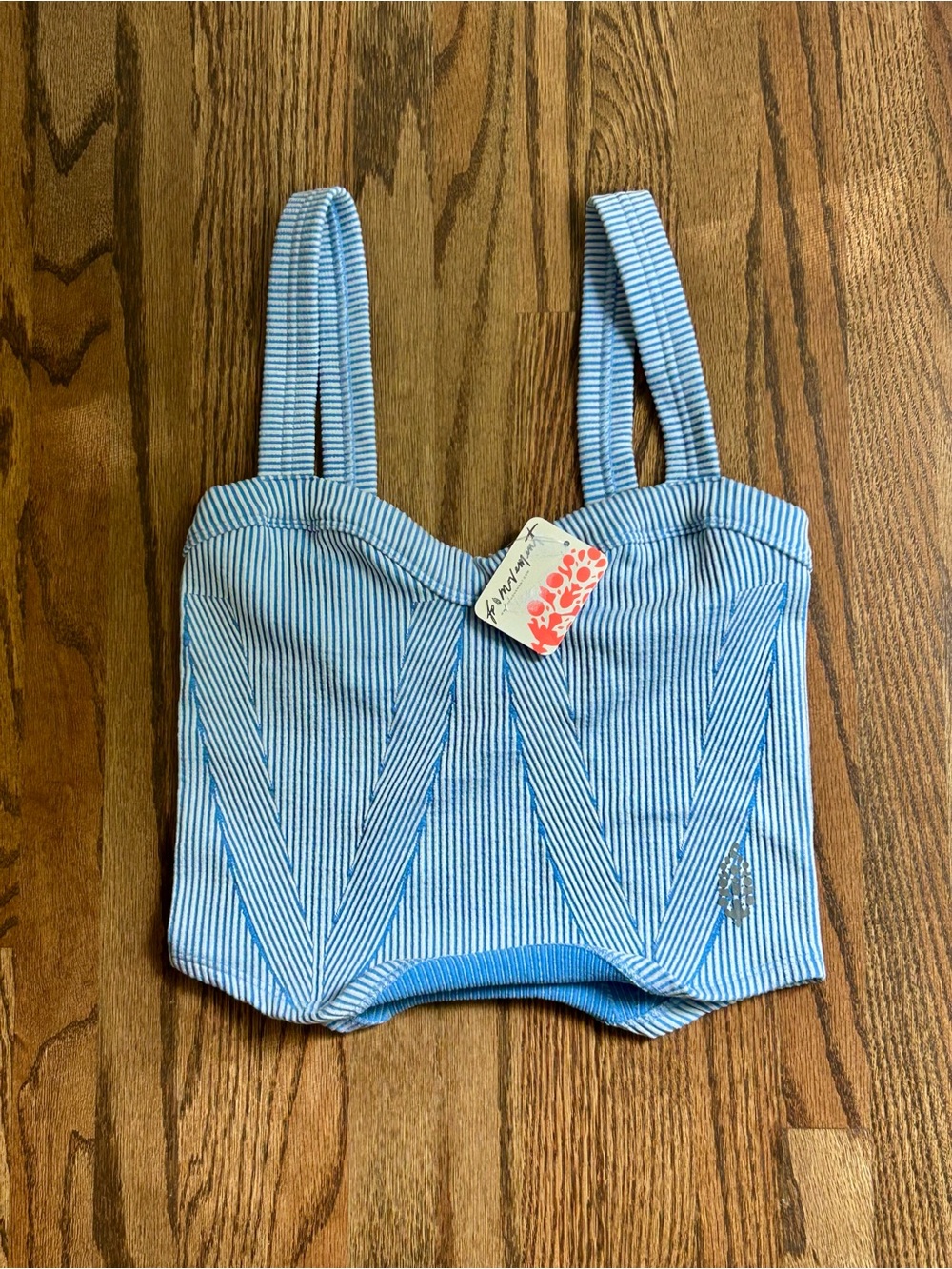 NWT Free People Movement Blue Stripe Corset Crop Top M/L